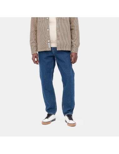 Pantalon moda unisex Carhartt NEWEL RELAXES TAPERED Vaquero