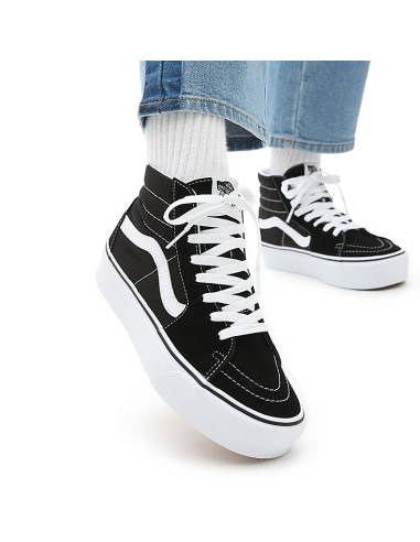 Zapatilla bota mujer moda Vans SK8 HI PLATAFORMA Negro