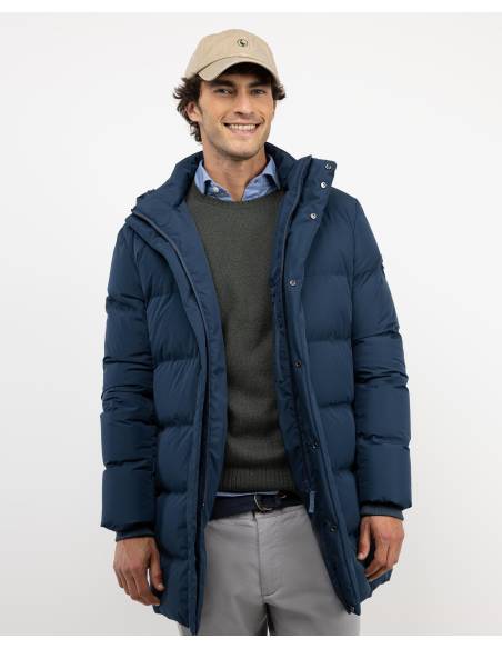 Abrigo plumas moda EL GANSO BASIC HOOD AZUL