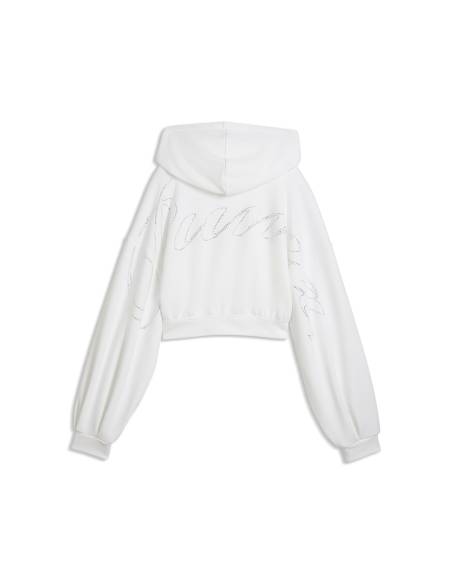Sudadera mujer moda PUMA STRASS LEOPARDO OPEN HOOD BLANCA