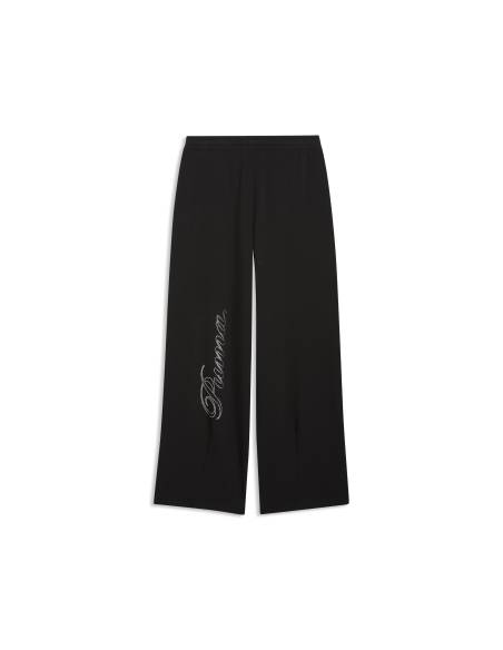 Pantalón mujer moda PUMA STRASS LEOPARD COTTON NEGRO