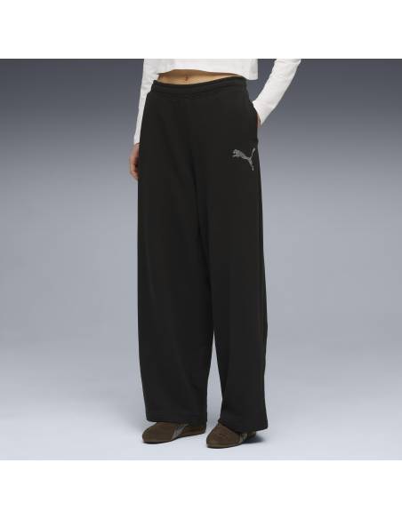 Pantalón mujer moda PUMA STRASS LEOPARD COTTON NEGRO