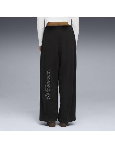 Pantalón mujer moda PUMA STRASS LEOPARD COTTON NEGRO