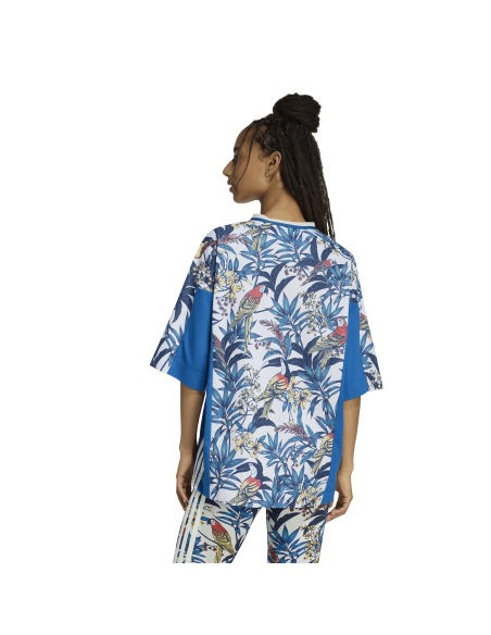 Camiseta mujer moda ADIDAS KD4629 FLORES AZULES