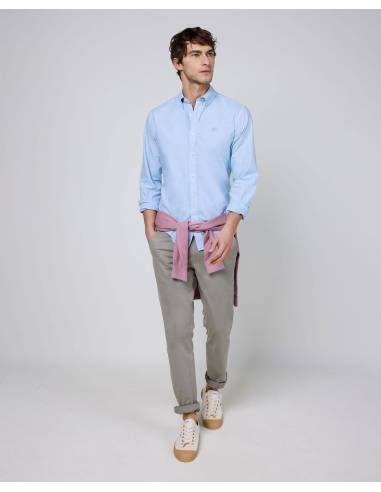 Camisa moda EL GANSO GARMENT DYED AZUL