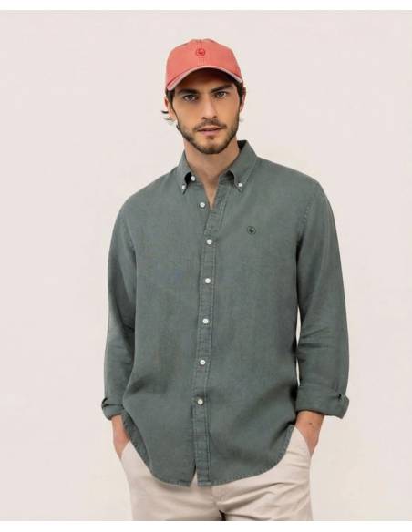 Camisa moda EL GANSO LINO GARMENT DYED KAKI