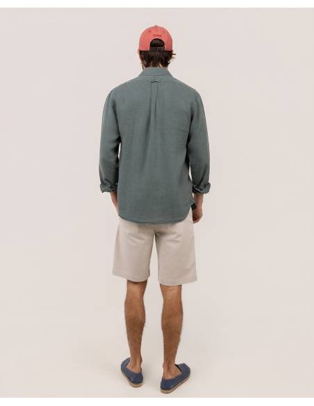 Camisa moda EL GANSO LINO GARMENT DYED KAKI