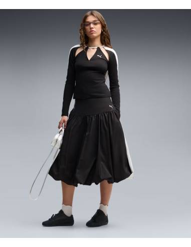 Falda mujer moda PUMA WOVEN MIDI NEGRA