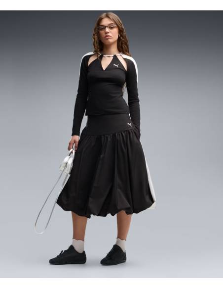 Falda mujer moda PUMA WOVEN MIDI NEGRA